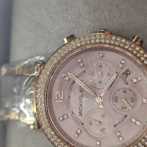Michael Kors Gold Chronograph Watch with Crystal Accents